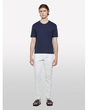 Sisley Pantaloni Slim Comfort Fit Bianco Panna - Blu