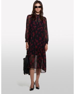 Sisley Chiffon Shirt Dress With Hearts - Red