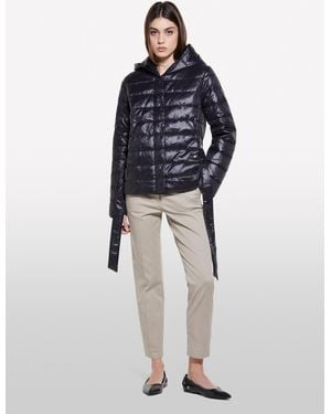 Sisley Padded Jacket With Sash - Blue