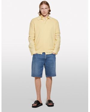 Sisley Polo Giallo In Maglia - Blu