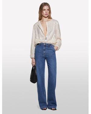 Sisley Sand Bomber With Sequins - Blue