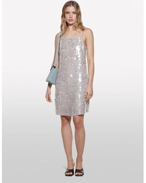 Sisley Graues Kleid Mit Pailletten, Frau, Größe - Weiß