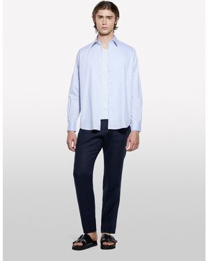 Sisley Camicia Regular Fit Azzurra - Bianco