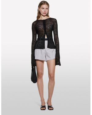 Sisley Shorts Grigio A Vita Alta - Nero