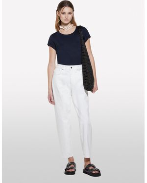 Sisley T-shirt Blu Scuro A Maniche Corte - Bianco