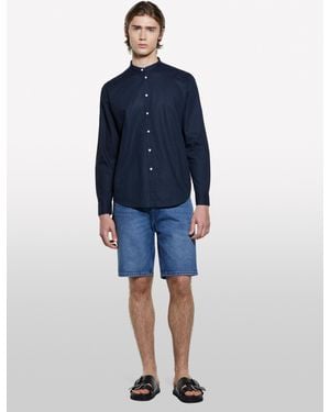 Sisley Camicia Alla Coreana Blu Scuro