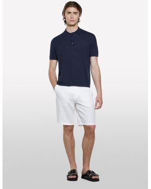 Sisley Bermuda Bianco 100% Lino - Blu