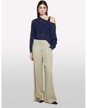 Sisley Pantaloni Fluidi Verde Militare - Blu