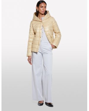 Sisley Camel Padded Jacket With Sash - White
