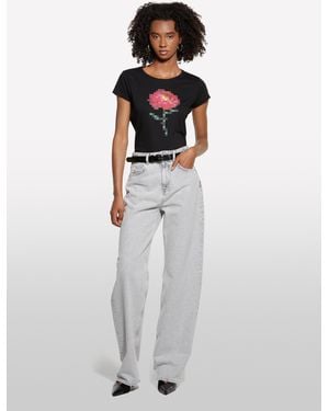 Sisley Jeans Wide Fit Grigio - Bianco