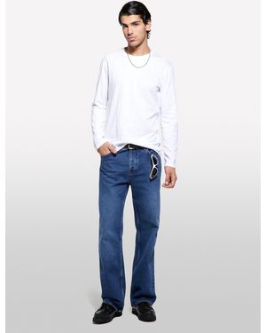Sisley T-shirt A Maniche Lunghe Slim Fit Bianca - Bianco