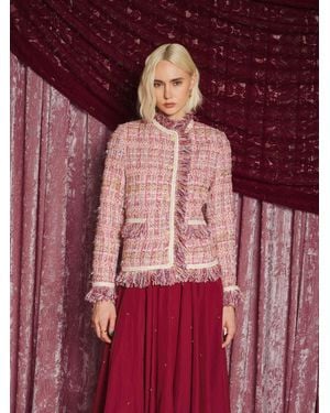 Sister Jane Dream Solace Fringe Tweed Jacket - Red