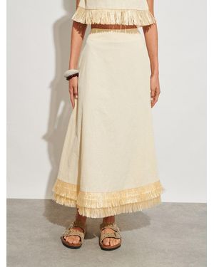 Sister Jane Ghospell Mav Raffia Midi Skirt - Natural