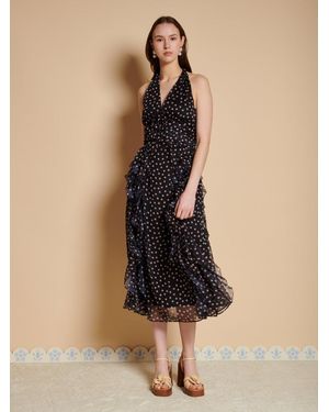 Sister Jane Painterly Polka Chiffon Midi Dress - Natural