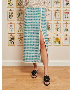 Sister Jane Dream Novelty Tweed Midi Skirt - Blue