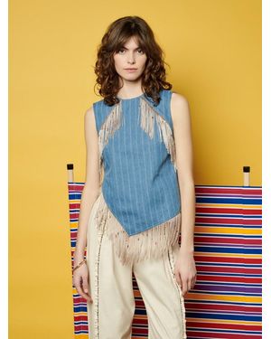 Sister Jane Ghospell Deborah Striped Denim Top - Yellow