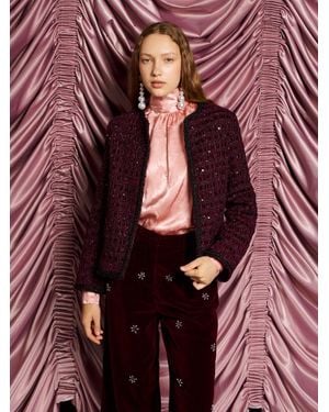 Sister Jane Dream Satine Velvet Tweed Jacket - Red