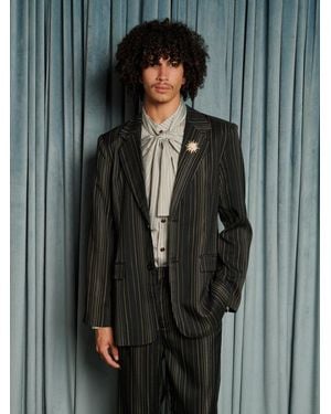 Sister Jane Richie Stripe Single Breasted Blazer - Grey