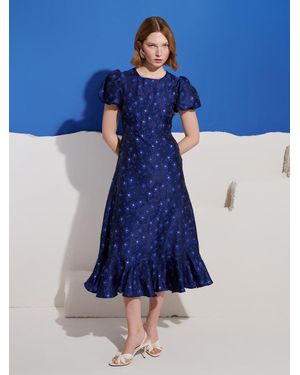 Sister Jane Azure Jacquard Midi Dress - Blue