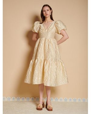 Sister Jane Yarrow Jacquard Midi Dress - Natural