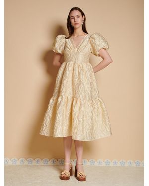 Sister Jane Yarrow Jacquard Midi Dress - Natural