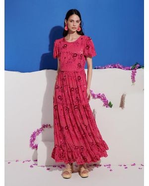 Sister Jane Dream Jade Sequin Floral Maxi Dress - Blue