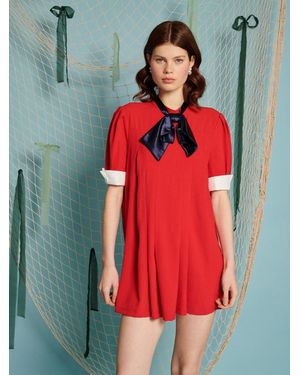 Sister Jane Ahoy Pleated Mini Dress - Red