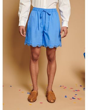 Sister Jane Celeste Studded Scallop Shorts - Blue