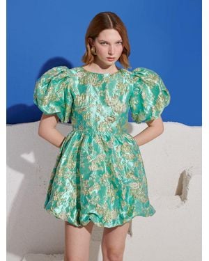 Sister Jane Pistachio Jacquard Mini Dress - Blue