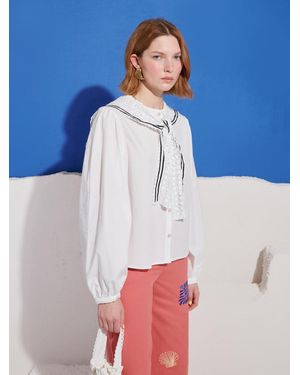 Sister Jane Cleo Collar Tie Blouse - Blue