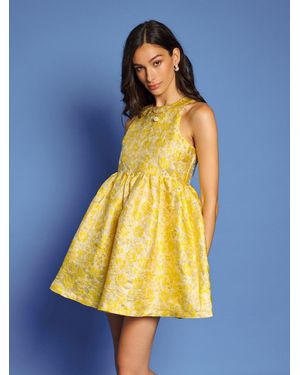 Sister Jane Dream Shimmer Jacquard Mini Dress - Yellow