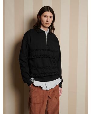 Sister Jane Tommie Ruffle Half Zip Sweat - Black