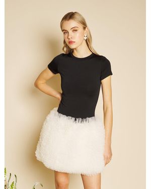 Sister Jane Papillon Tulle Hem Mini Dress - Natural