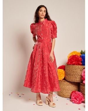 Sister Jane Enchanted Jacquard Midi Dress - Red