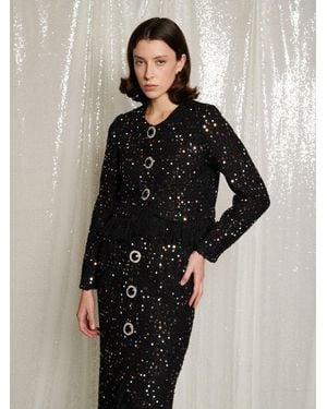 Sister Jane Dream Confetti Crew Tweed Jacket - Black