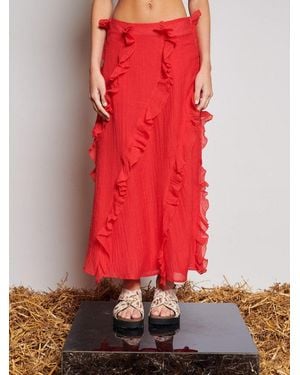Sister Jane Ghospell Wynn Flounced Midi Skirt - Red