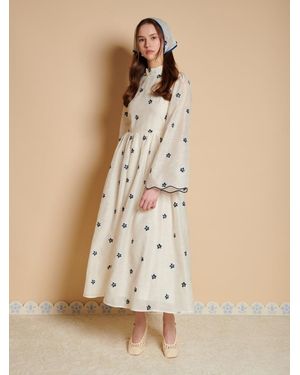 Sister Jane Livia Embroidered Midi Dress - Natural