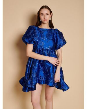 Sister Jane Watercolour Jacquard Mini Dress - Blue
