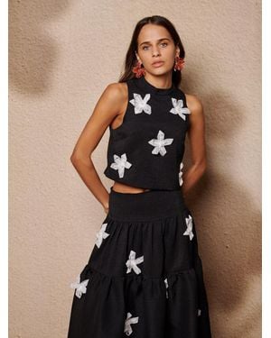 Sister Jane Glow Flora Cropped Top - Black