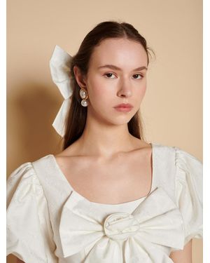 Sister Jane Klara Jacquard Hair Bow - Natural