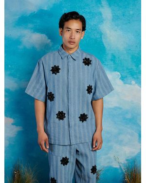 Sister Jane Cameron Stripe Applique Shirt - Blue