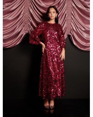 Sister Jane Empire Sequin Midi Dress - Red