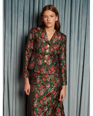 Sister Jane Fantasy Jacquard Cropped Blazer - Grey