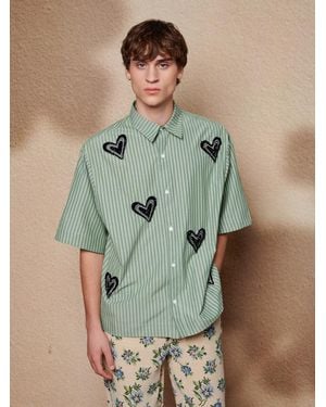 Sister Jane Maris Heart Embellished Boxy Shirt - Green