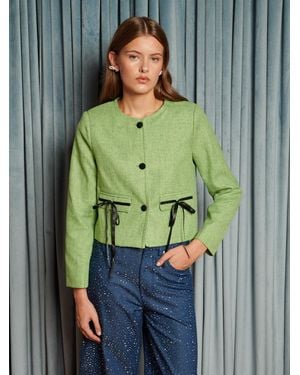 Sister Jane Theatre Tweed Bow Jacket - Green