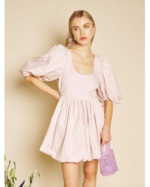 Sister Jane Violette Spot Bubble Mini Dress - Natural