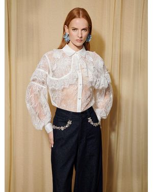 Sister Jane Dream Promise Lace Cape Shirt - Blue