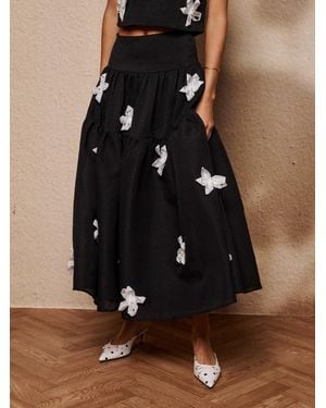 Sister Jane Glow Flora Midi Skirt - Black