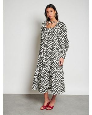 Sister Jane Ghospell Melia Zebra Midi Dress - White