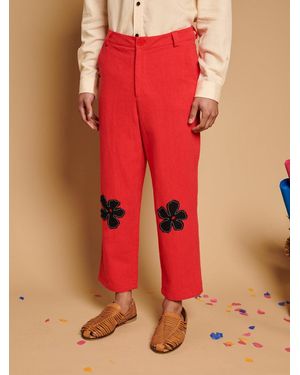 Sister Jane Camelia Applique Pants - Red